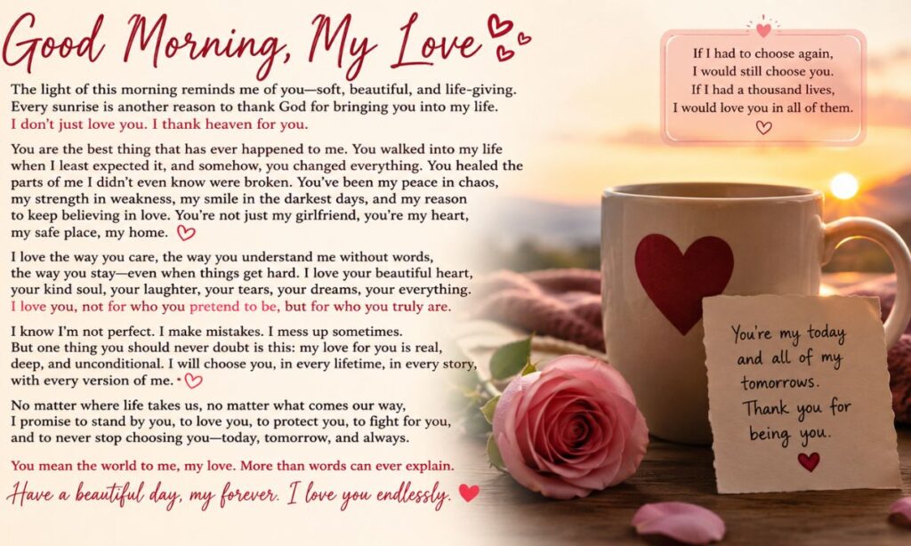 Long Good Morning Message for My Love to Make Her Cry