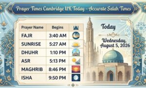 Prayer Times Cambridge UK Today – Accurate Salah Times